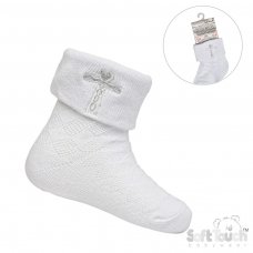 S11-G: Grey Cross Emb Socks (0-12 Months)
